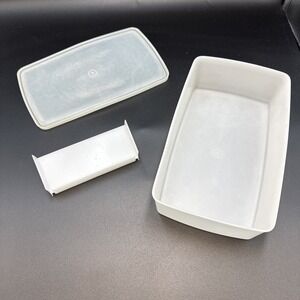 Vintage Clear Sheer  Tupperware Storage Container 713, Lid 714, Divider 715